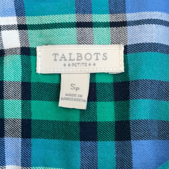 Talbots Petite Blue/Green Plaid Shirt NWOT - Picture 6 of 7